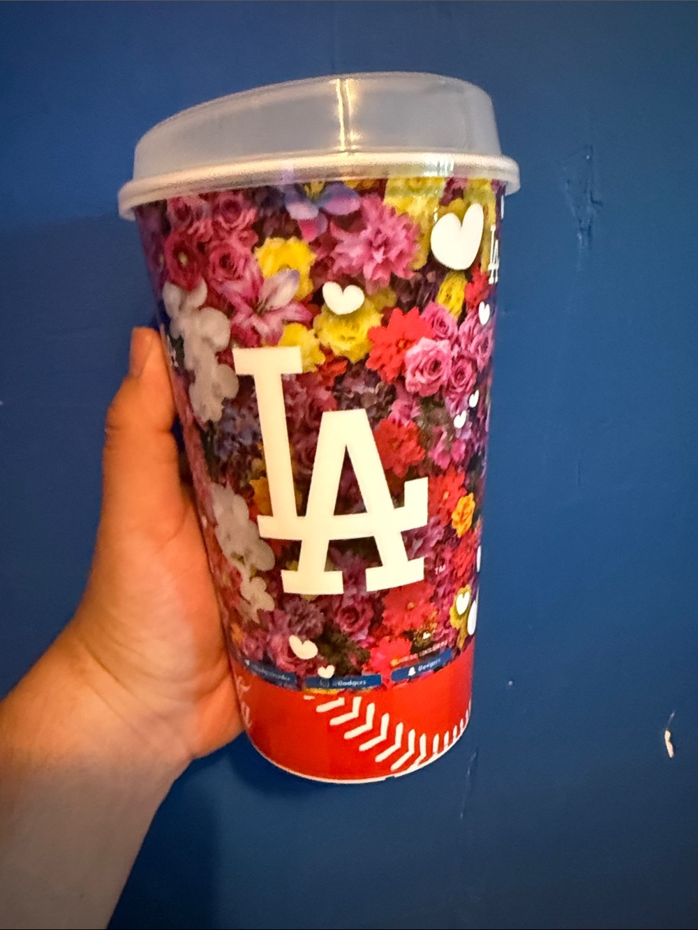 LA Floral Baseball Travel Tumbler - Pink Floral Design